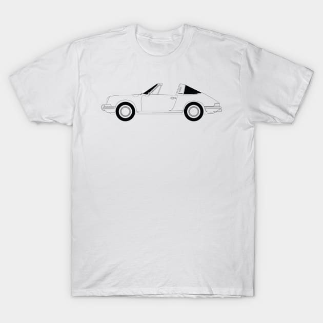 911 Targa Black Outline T-Shirt by kindacoolbutnotreally